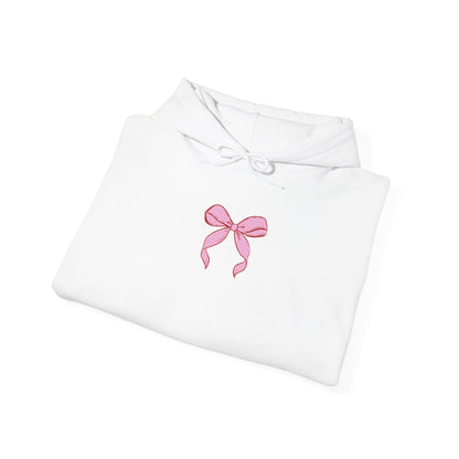 Coquette Pink Center Bow Pullover Hoodie with Bow Sleeves