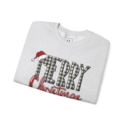 Merry Christmas Buffalo Check  -- Unisex Sweatshirt