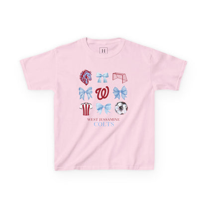 YOUTH --Soccer Coquette Bows Unisex Tee - West Jessamine