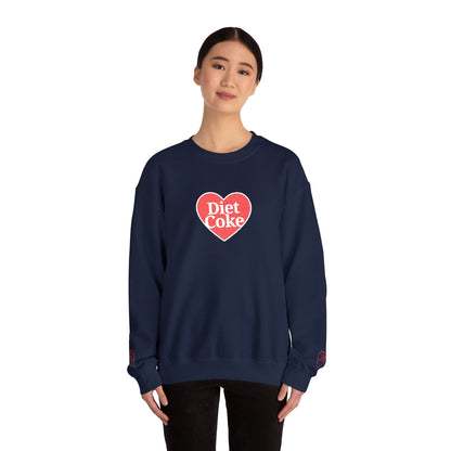 Valentine Heart 'Diet Coke' with Red Bows on Left & Right Sleeves Crewneck Sweatshirt -Embroidered