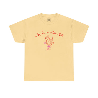 Bride in a Tiny Bit Martini Tee — Wedding Bachelorette Party Shirt with Bouquet & Hearts