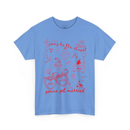 Mr. & Mrs. Red Wedding T-Shirt — "Going to the Chapel" Bridal Tee