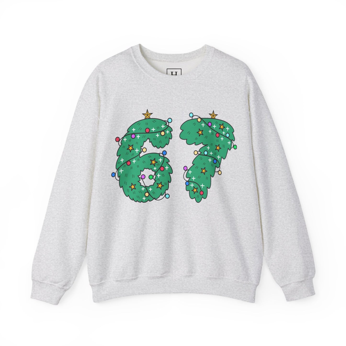 Wreath with Lights and Stars 6 7  - Christmas Sweatshirt - Unisex