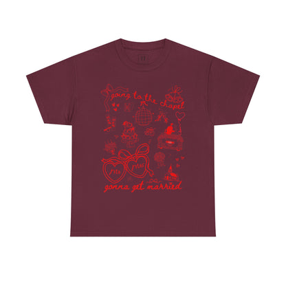 Mr. & Mrs. Red Wedding T-Shirt — "Going to the Chapel" Bridal Tee