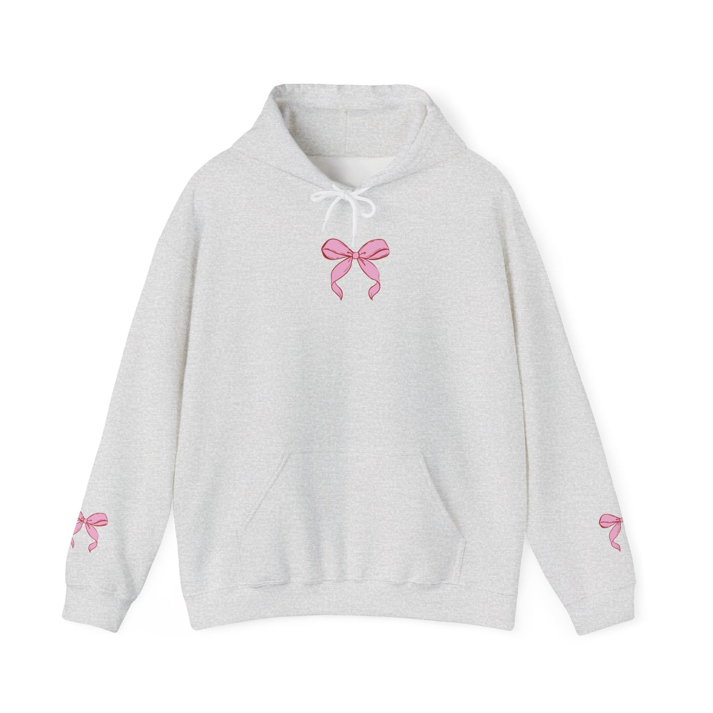Coquette Pink Center Bow Pullover Hoodie with Bow Sleeves