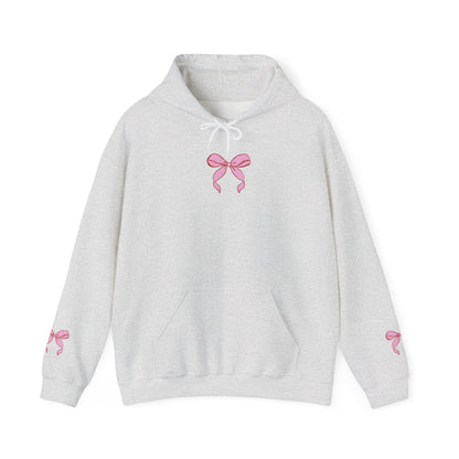 Coquette Pink Center Bow Pullover Hoodie with Bow Sleeves