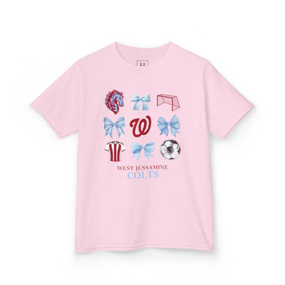 YOUTH --Soccer Coquette Bows Unisex Tee - West Jessamine
