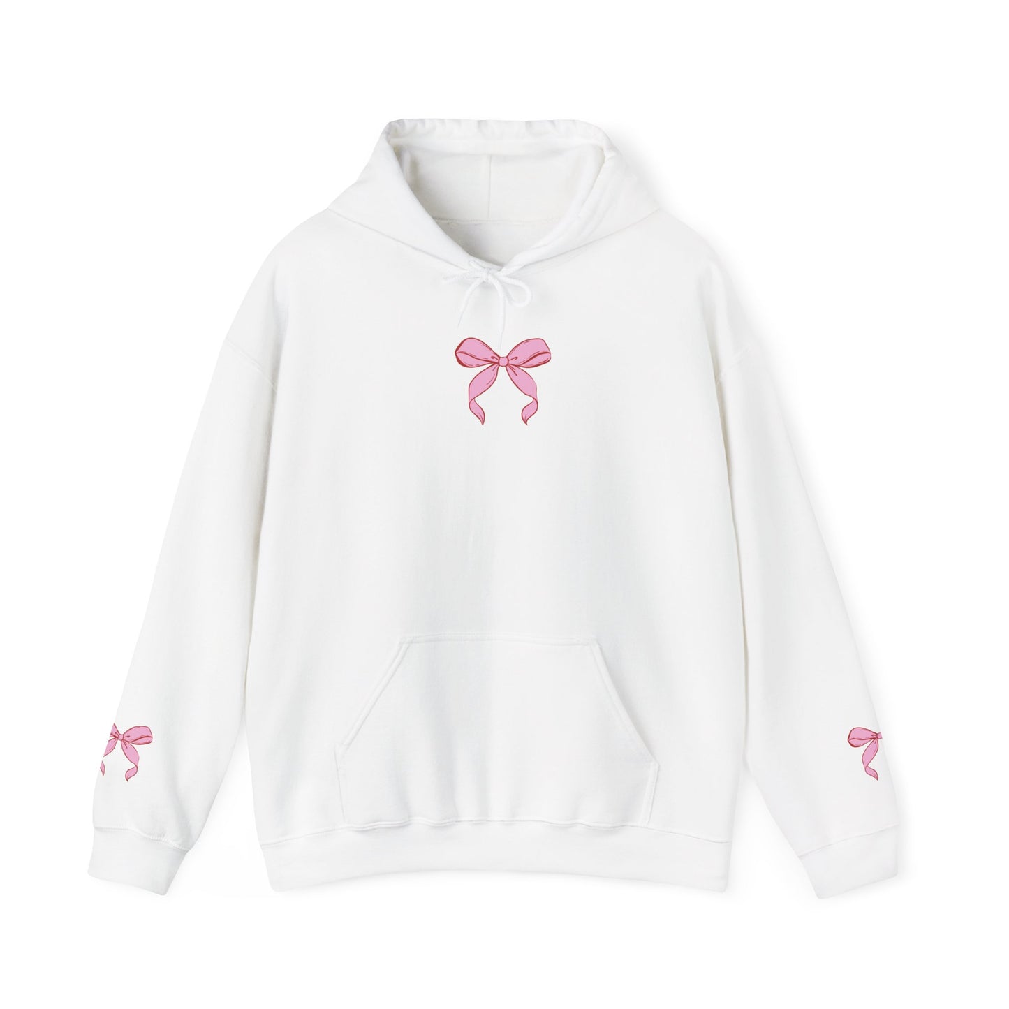 Coquette Pink Center Bow Pullover Hoodie with Bow Sleeves