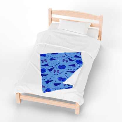 Blue Cheer Velveteen Plush Blanket — Soft Velvet Cheer Blanket