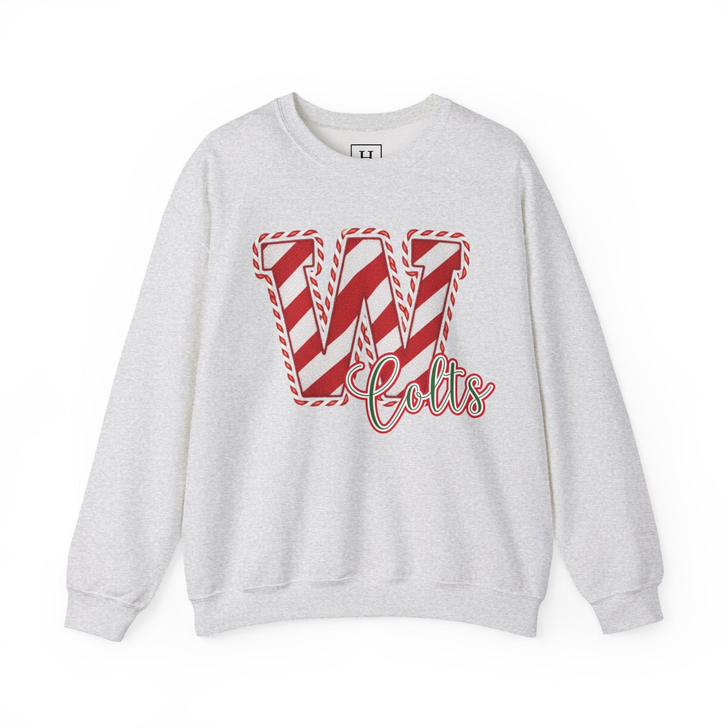 Candy Cane "W" - Colts; Christmas Sweatshirt - Unisex