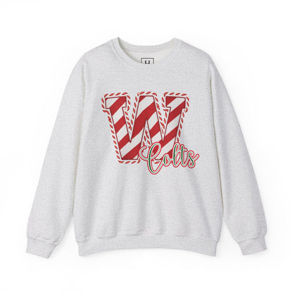 Candy Cane "W" - Colts; Christmas Sweatshirt - Unisex
