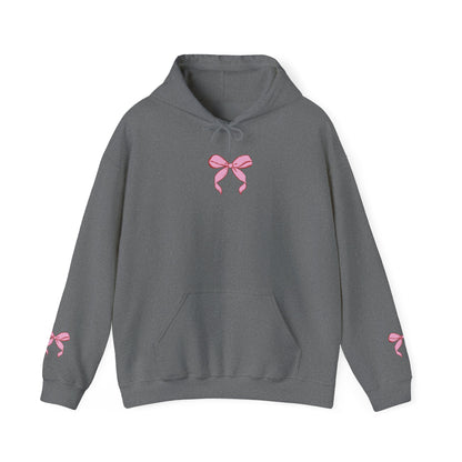 Coquette Pink Center Bow Pullover Hoodie with Bow Sleeves