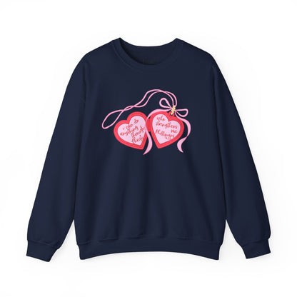 Faith Crewneck Sweatshirt — "I Can Do All Things Through Christ" Pink Heart Locket