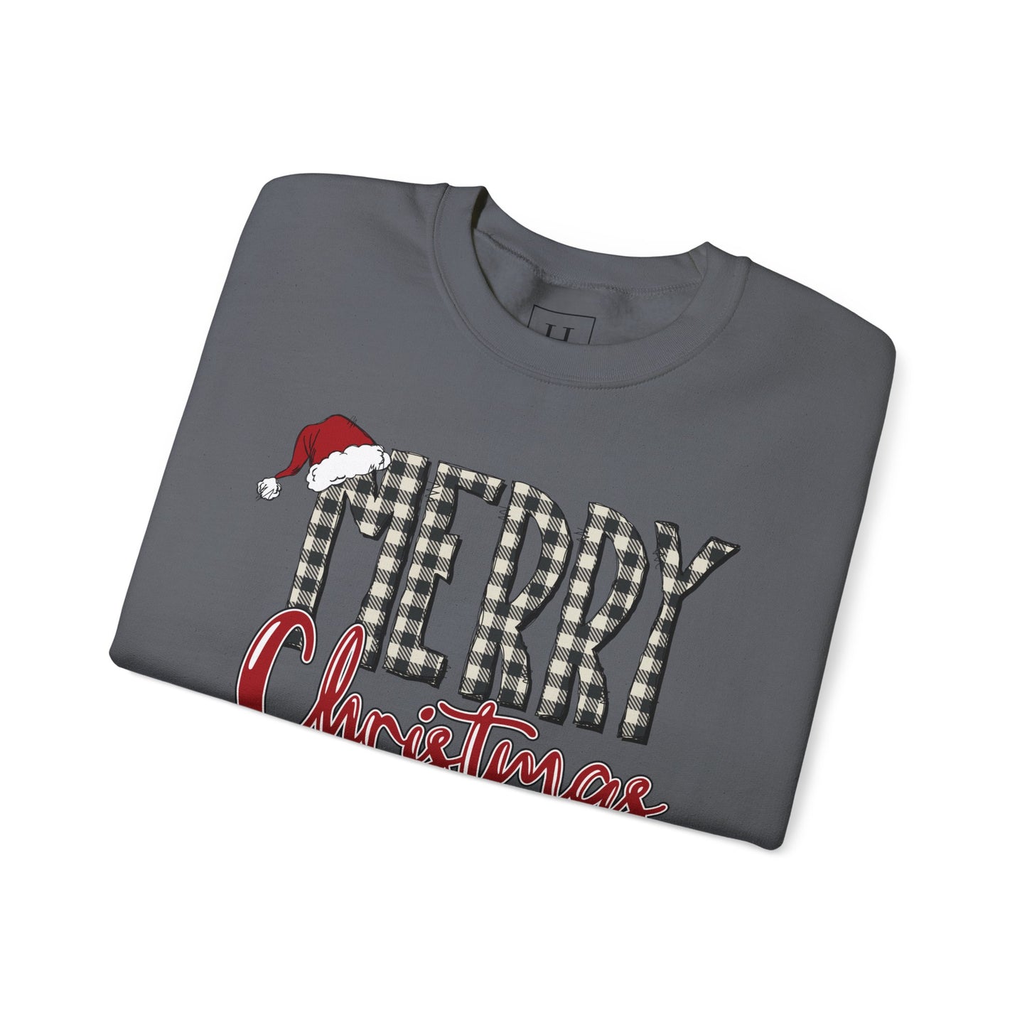 Merry Christmas Buffalo Check  -- Unisex Sweatshirt