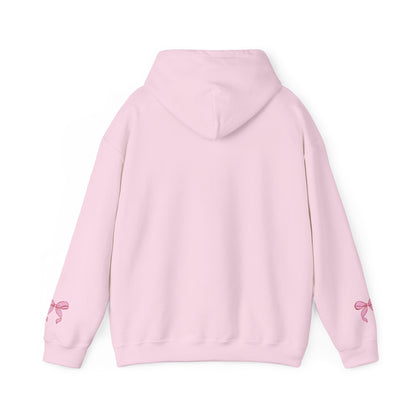 Coquette Pink Center Bow Pullover Hoodie with Bow Sleeves