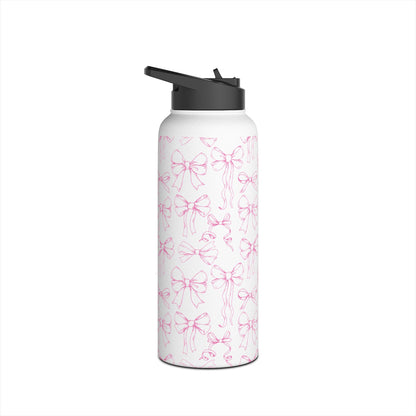 Pink Bow Pattern Stainless Insulated Water Bottle