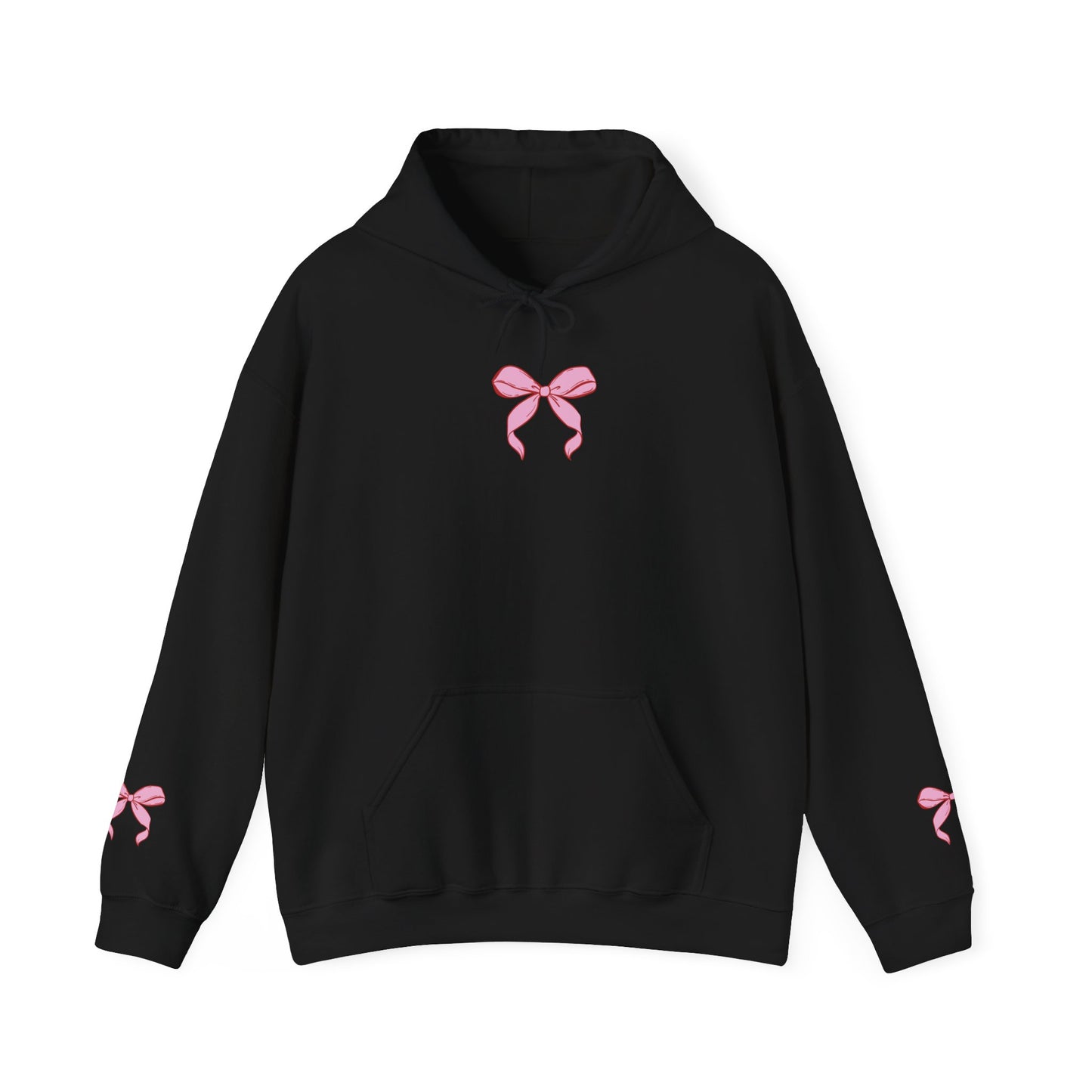 Coquette Pink Center Bow Pullover Hoodie with Bow Sleeves