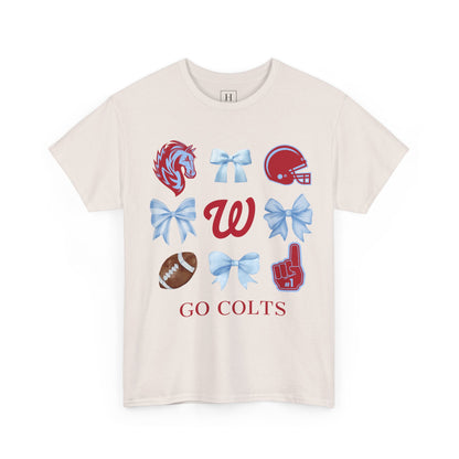 West Jessamine Colts Coquette Football Bows - Unisex Tee