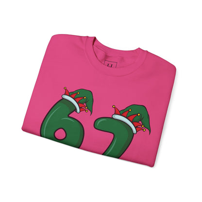 Green & Red Elf Hat 6 7  - Christmas Sweatshirt - Unisex