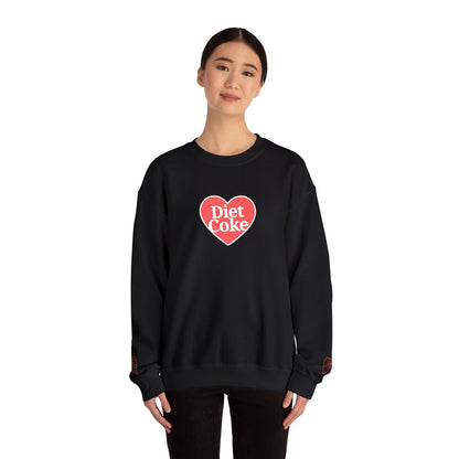 Valentine Heart 'Diet Coke' with Red Bows on Left & Right Sleeves Crewneck Sweatshirt -Embroidered