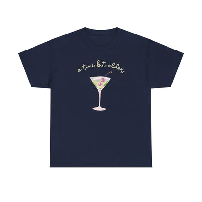 Cute "A Tini Bit Older" Martini T-Shirt — Retro Pink & Green Cocktail Tee