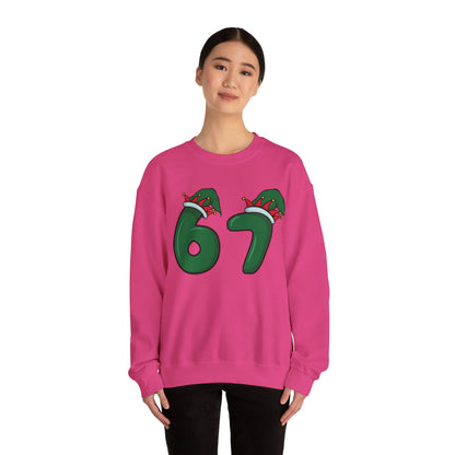 Green & Red Elf Hat 6 7  - Christmas Sweatshirt - Unisex