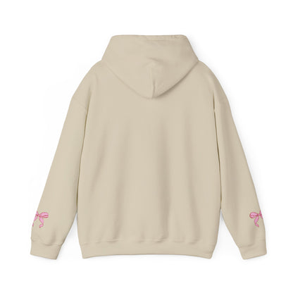 Coquette Pink Center Bow Pullover Hoodie with Bow Sleeves