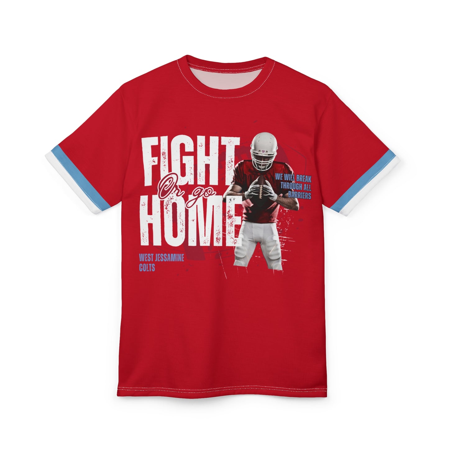 West Jess Football "Fight Or Go Home" Striped-Sleeve Unisex T-Shirt