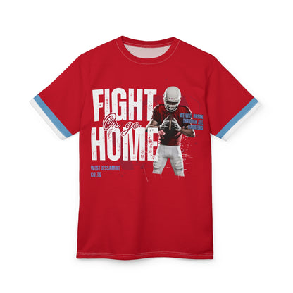 West Jess Football "Fight Or Go Home" Striped-Sleeve Unisex T-Shirt