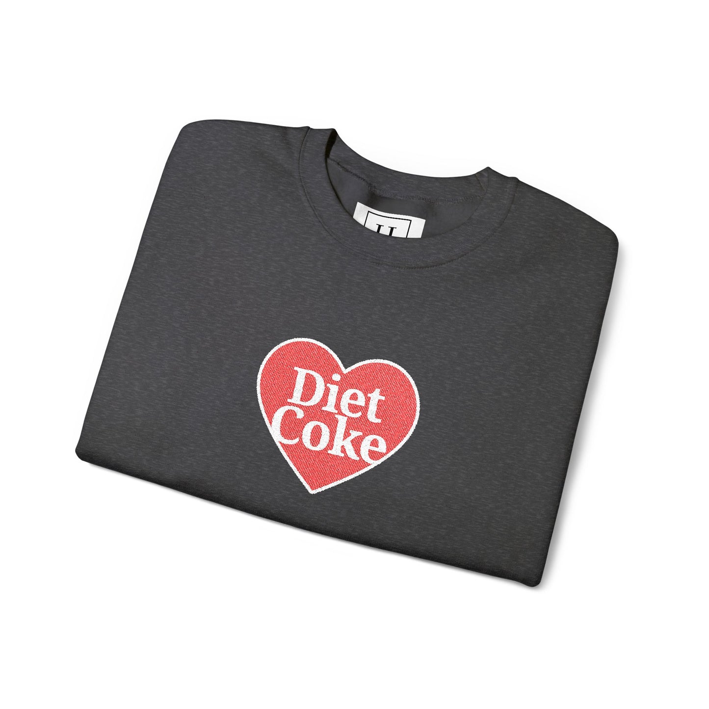 Valentine Heart 'Diet Coke' with Red Bows on Left & Right Sleeves Crewneck Sweatshirt -Embroidered