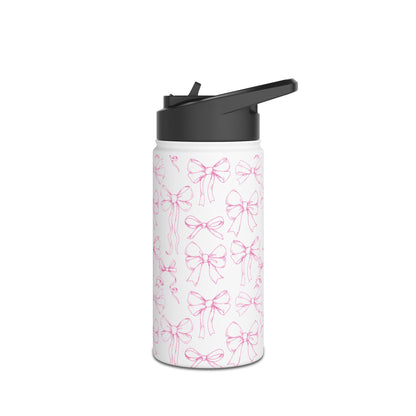 Pink Bow Pattern Stainless Insulated Water Bottle