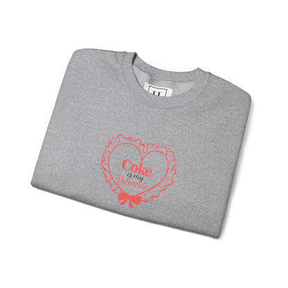 Valentine Heart 'Coke Is My Valentine' Crewneck Sweatshirt -Embroidered