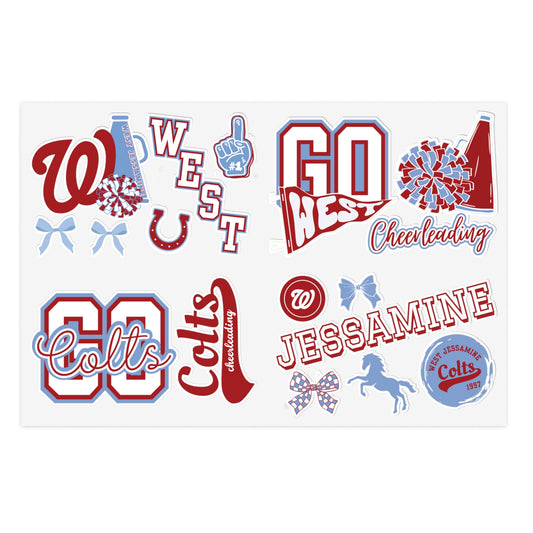 West Jessamine Colts -- CHEER STICKERS - (17 total/different sizes)