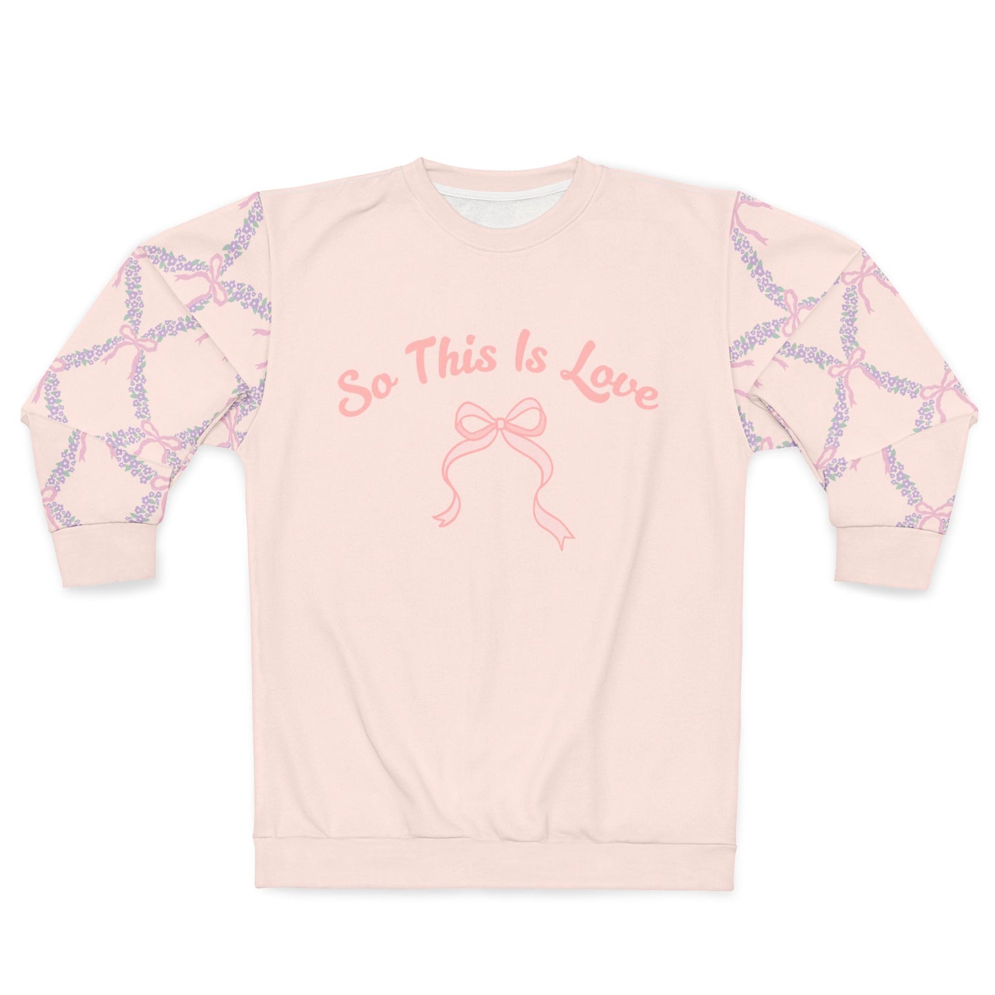 Coquette 'So This Is Love' Bow Sleeve Sweatshirt - AOP