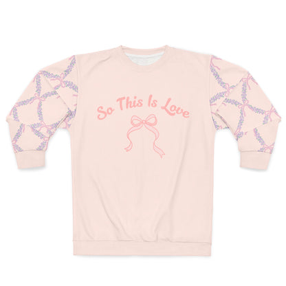 Coquette 'So This Is Love' Bow Sleeve Sweatshirt - AOP