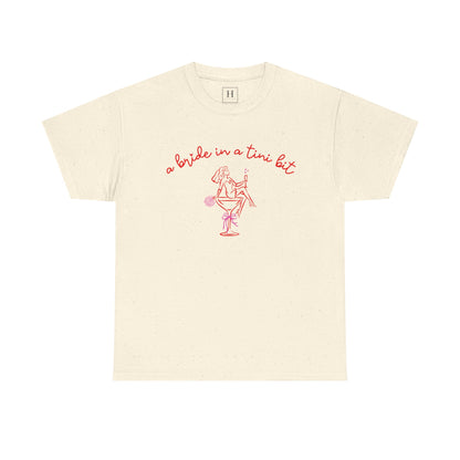 Bride in a Tiny Bit Martini Tee — Wedding Bachelorette Party Shirt with Bouquet & Hearts