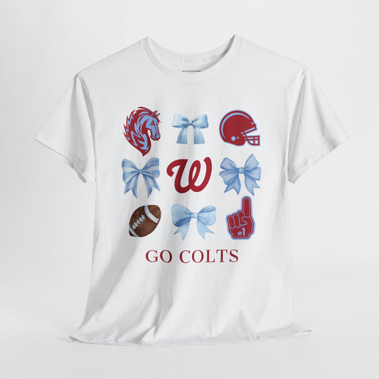 West Jessamine Colts Coquette Football Bows - Unisex Tee