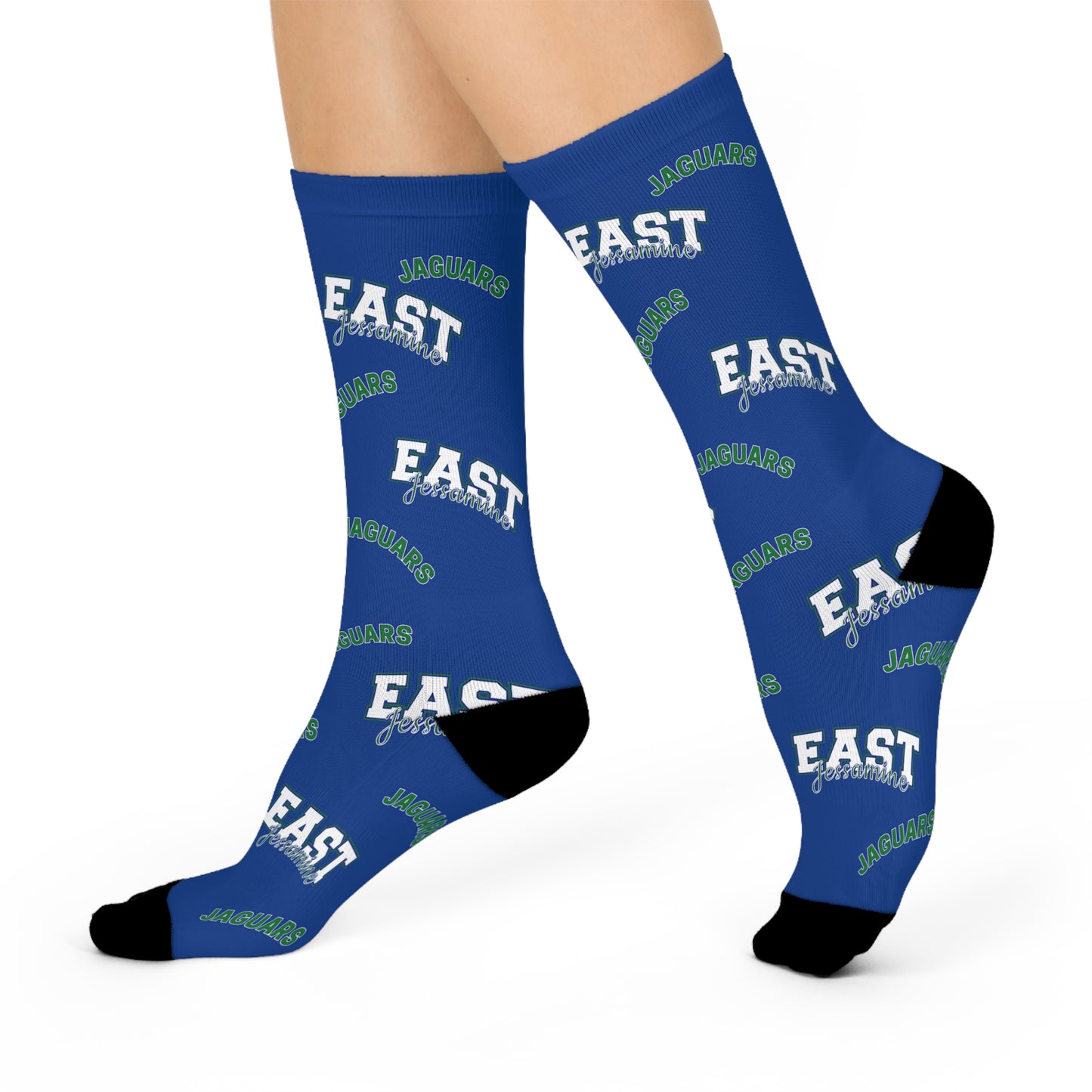 East Jessamine Jaguars Cushioned Crew Socks — Blue Team Spirit Athletic Socks