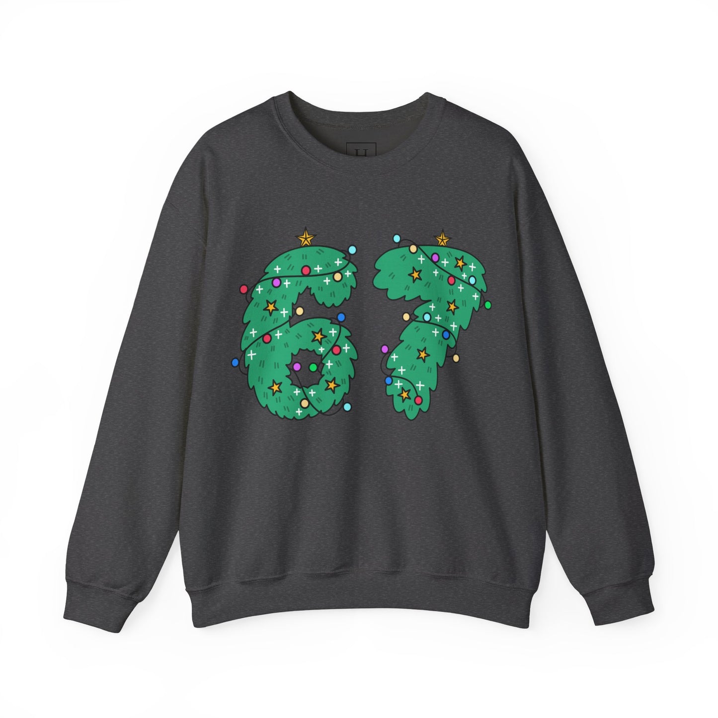 Wreath with Lights and Stars 6 7  - Christmas Sweatshirt - Unisex