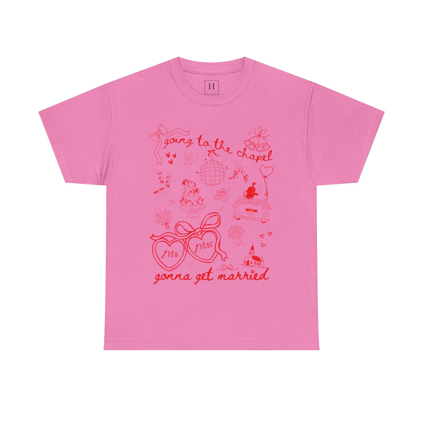 Mr. & Mrs. Red Wedding T-Shirt — "Going to the Chapel" Bridal Tee