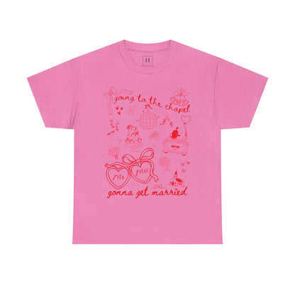 Mr. & Mrs. Red Wedding T-Shirt — "Going to the Chapel" Bridal Tee