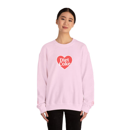 Valentine Heart 'Diet Coke' with Red Bows on Left & Right Sleeves Crewneck Sweatshirt -Embroidered