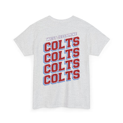 (W) Logo on Front; West Jessamine COLTS on Back —  Front & Back Unisex T-Shirt