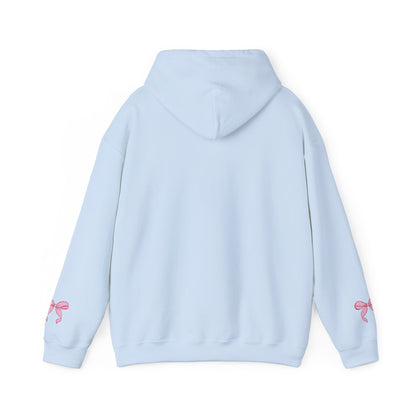 Coquette Pink Center Bow Pullover Hoodie with Bow Sleeves