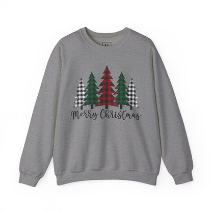 Merry Christmas Plaid Trees Sweater