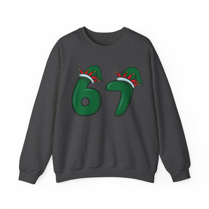 Green & Red Elf Hat 6 7  - Christmas Sweatshirt - Unisex