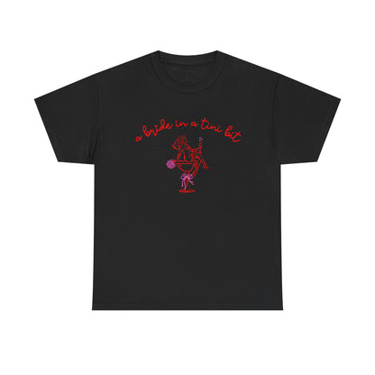 Bride in a Tiny Bit Martini Tee — Wedding Bachelorette Party Shirt with Bouquet & Hearts