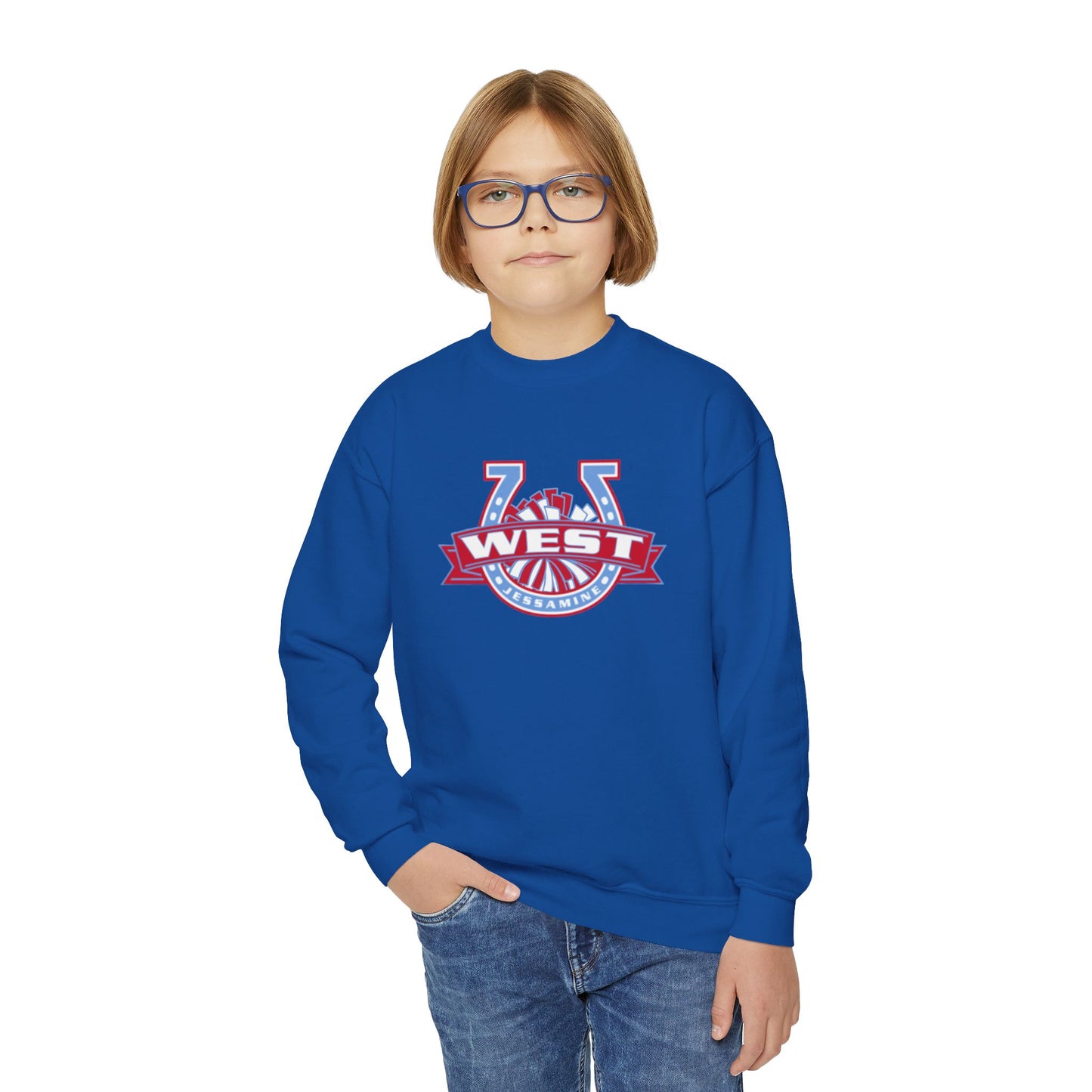 YOUTH -- West Jessamine Horseshoe Logo w/ Pom Sweatshirt