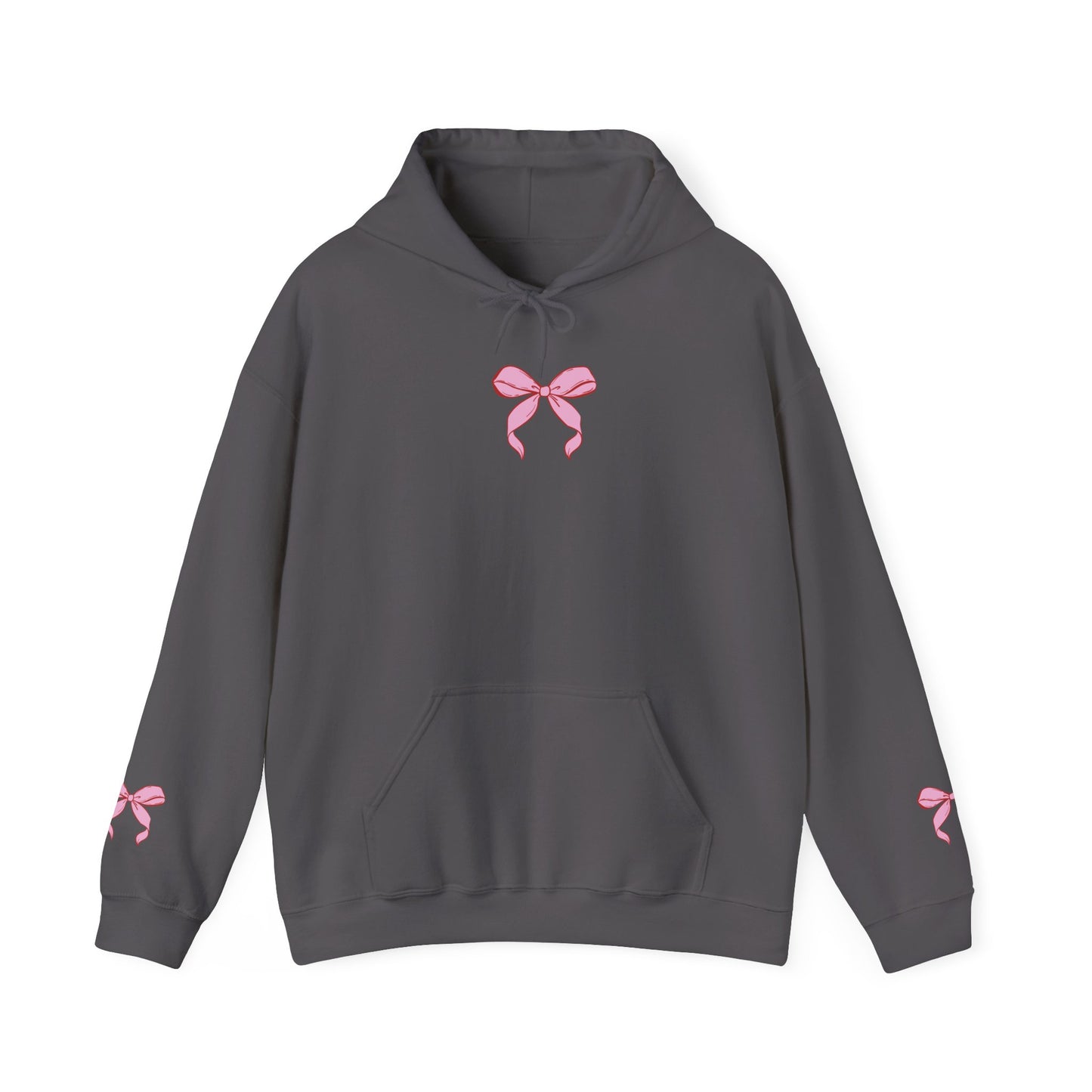 Coquette Pink Center Bow Pullover Hoodie with Bow Sleeves