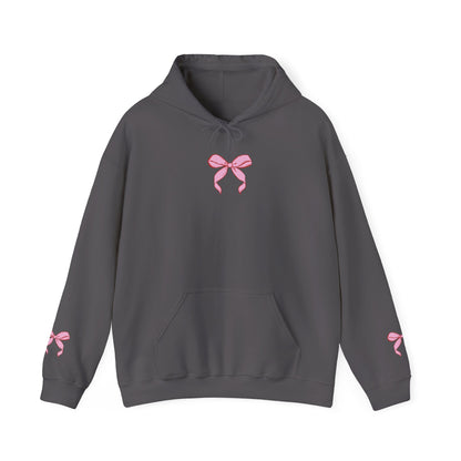 Coquette Pink Center Bow Pullover Hoodie with Bow Sleeves